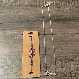 NWT Cool Jewels Elephant Adjustable Boho Bracelet & ‘Love’ Necklace